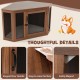 Corner dog kennel in brown with mesh door, cushion, and elegant handle; ideal for pets and fits snugly in corners.