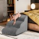 Three-tier non-slip dog steps in gray with high-density foam, ideal for small or mobility-impaired pets.