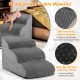 3-tier non-slip dog steps in gray with high-density foam, removable cover, and silicone paw prints for pet safety.