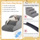 3-tier non-slip dog steps in gray with high-density foam, gentle arch slope for easy climbing, ideal for small pets.