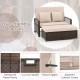 Detail of the zippered cushion cover on the patio adjustable wicker daybed, crafted for easy cleaning and maintenance.