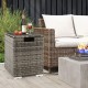 Gray 2-in-1 patio rattan gas propane tank cover, doubling as a side table, featuring a durable PE rattan design.