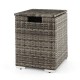 Gray 2-in-1 patio rattan gas propane tank cover, designed for 20 lbs tanks, also serves as a stylish side table.
