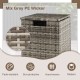 Gray 2-in-1 patio rattan gas propane tank cover with woven PE rattan, suitable for 20 lbs tanks, doubles as a side.