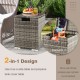Gray 2-in-1 patio rattan gas propane tank cover with open lid, designed for 20 lbs tanks, also serves as a side table.