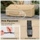 Patio furniture cover with padded handle and click-close straps, 77 x 43 x 30 inches, designed for outdoor protection.