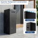 Package delivery box with sloped roof and anti-theft baffle in black, designed for secure outdoor package storage.