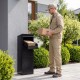 Package delivery box in black with anti-theft baffle, sloped roof, and galvanized steel for secure outdoor use.