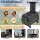 Portable wood camping stove with dual cooking positions, durable carbon steel, and heat-resistant glass for versatile.