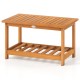 Rectangular 2-tier acacia wood coffee table with a wide tabletop and bottom shelf, ideal for indoor or outdoor use.