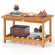Rectangular 2-tier acacia wood coffee table with a wide top and bottom shelf, ideal for indoor and outdoor use.