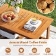 Acacia wood coffee table with a natural finish, featuring a 2-tier design for indoor or outdoor use.