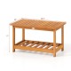 Rectangular 2-tier acacia wood coffee table with slatted top and bottom shelf, ideal for indoor and outdoor use.