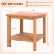 Acacia wood side table with slatted tabletop and storage shelf, ideal for patio or indoor use, dimensions 18"x18"x10.5".