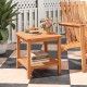 Acacia wood side table featuring a natural finish and slatted tabletop, suitable for yard or balcony storage needs.