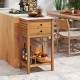 Acacia wood patio buffet cabinet with faux marble countertop, featuring storage drawers and wine holders for outdoor.