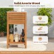 Patio acacia wood storage cabinet with faux marble countertop, featuring drawers and wine holders for outdoor.