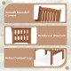 Solid wood patio chair with slatted seat and inclined backrest, featuring reinforced structure for outdoor durability.