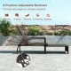 Patio chaise lounge with adjustable backrest and retractable ottoman, perfect for backyard relaxation and sunbathing.