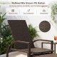 Patio chaise lounge chair in refined mix brown PE rattan with retractable ottoman, perfect for outdoor relaxation.