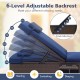 Adjustable backrest of the navy patio chaise lounge set, featuring 6 levels for personalized comfort and relaxation.