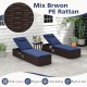 Patio chaise lounge set of 2 in navy with adjustable backrest and well-woven PE rattan, perfect for poolside relaxation.
