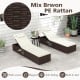Patio chaise lounge set of 2 in brown PE rattan with off-white cushions, perfect for poolside relaxation.