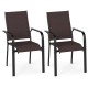 Stackable outdoor armchairs set of 2 with breathable mesh fabric and supportive armrests for patio relaxation.