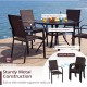 Stackable outdoor armchairs with breathable mesh fabric, sturdy metal frame, and supportive armrests for patio.