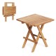 Patio folding side table made of premium teak wood with slatted tabletop, ideal for camping and backyard use.