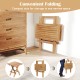 Patio folding side table with slatted tabletop, made of teak wood, compact for storage, ideal for camping and picnics.