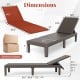 Patio lounge outdoor recliner chair with orange cushion, featuring a 3-position adjustable backrest and rattan texture.