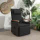 Patio Rattan 360° swivel recliner chair with durable PE wicker, featuring a black cushion and adjustable backrest for.