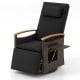 Close-up of the black cushion and wood armrests on the Patio Rattan 360° swivel recliner chair for outdoor comfort.