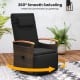 Patio rattan 360° swivel recliner chair with adjustable backrest and footrest, perfect for backyard relaxation.