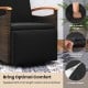 Patio Rattan 360° swivel recliner chair with adjustable backrest, soft cushion, and wood armrests for backyard.