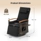 Dimensions of the black Patio Rattan 360° Swivel Recliner Chair with adjustable backrest and footrest for outdoor use.