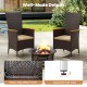 High backrest outdoor wicker dining chairs set of 2 with beige cushions and heavy-duty metal frame for patio comfort.