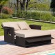 Patio Rattan Daybed with 4-Level Adjustable Backrest and Retractable Side Tray - Gallery View 3 of 11