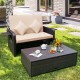 Patio Rattan Daybed with 4-Level Adjustable Backrest and Retractable Side Tray - Gallery View 5 of 11