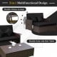 Patio rattan daybed in black with adjustable backrest, soft cushions, and retractable side trays for versatile outdoor.