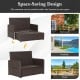 Patio rattan daybed with adjustable backrest and retractable side trays, perfect for backyard or poolside relaxation.