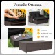 Versatile ottoman in black rattan, serving as a footstool, additional seat, or side table for outdoor relaxation.