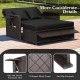 Patio rattan daybed with adjustable backrest, soft cushions, and retractable side trays, perfect for outdoor relaxation.