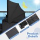Patio rattan daybed with retractable canopy, featuring durable black PE rattan and anti-slip footpads for outdoor.