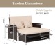 Patio Rattan Daybed with 4-Level Adjustable Backrest and Retractable Side Tray - Gallery View 4 of 11