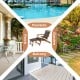 Patio rattan folding lounge chair with acacia wood frame, ideal for poolside relaxation and outdoor comfort.