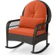 Patio Rattan Rocking Chair with Seat Back Cushions and Waist Pillow - Gallery View 1 of 9