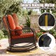 Patio Rattan Rocking Chair with Seat Back Cushions and Waist Pillow - Gallery View 9 of 9