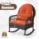 Patio Rattan Rocking Chair with Seat Back Cushions and Waist Pillow - Gallery View 5 of 9